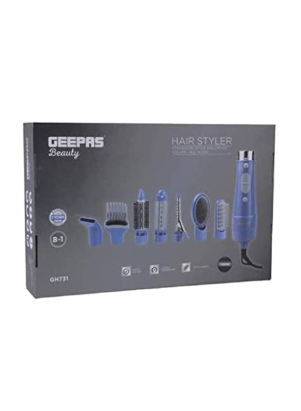 Geepas New Electric 8 in 1 Hair Styler & Blower, Blue