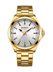 Curren Analog Watch for Men with Stainless Steel, Water Submerge Resistant, 8320, Gold-White