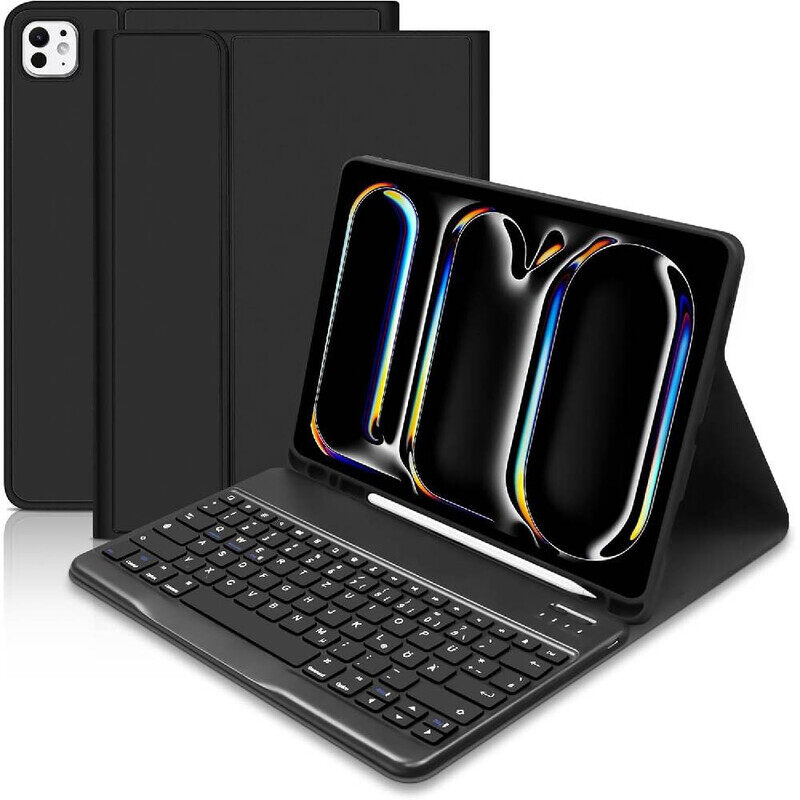 

TRON Keyboard Case For iPad Pro 13 Inch M4 (2024), Slim Protective Case With Pencil Holder, Wireless Removable Keyboard For iPad Pro 13'' 2024 M4 (Bla