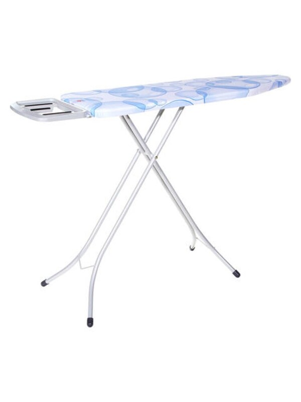 Portable Foldable Ironing Board with Steam Iron Rest, Blue/White