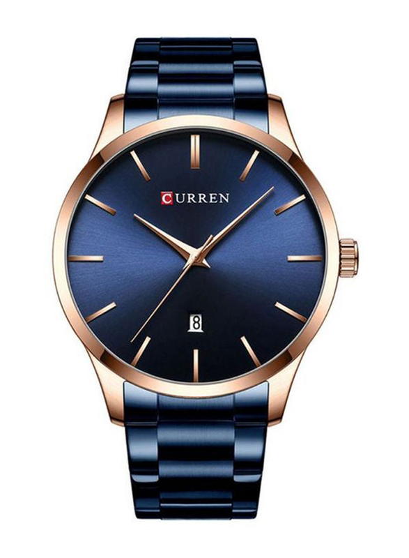 Curren Analog Wrist Watch for Men with Metal Band, J4266BL-KM, Blue-Blue