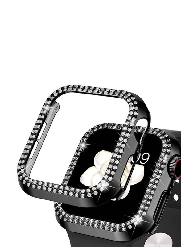 Diamond Apple Watch Cover Guard Shockproof Frame for Apple Watch 41mm, Black