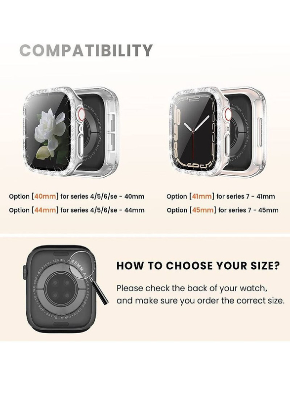 2-Pack Diamond Watch Cover Guard with Shockproof Frame for Apple Watch 42mm, Clear/Black