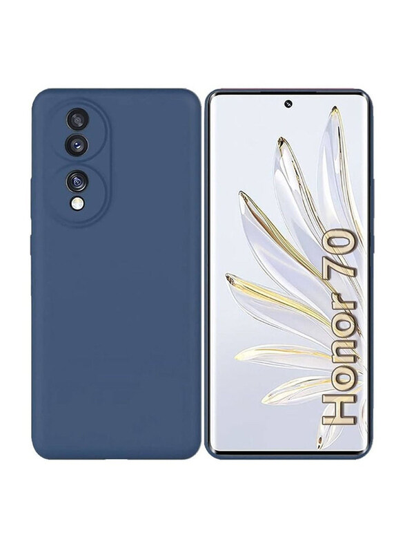 Zoomee Honor 70 Anti-Fingerprint Silicone Mobile Phone Back Case Cover, Blue