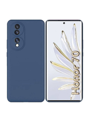 Zoomee Honor 70 Anti-Fingerprint Silicone Mobile Phone Back Case Cover, Blue