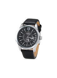 Curren Analog Watch for Men with Leather Band, Water Resistant, 8123, Black-White