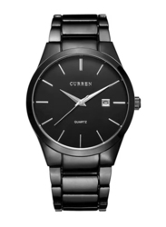 Curren Analog Watch for Men with Stainless Steel Band, Water Resistant, 8106, Black