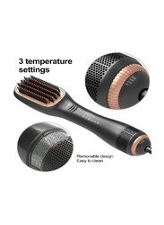 XiuWoo 3-in-1 Professional Negative Ion Blow Dryer Straightening Hot Air Styling Comb, Black