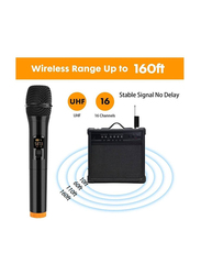 XiuWoo 2-Piece Wireless UHF Dual Portable Handheld Dynamic Karaoke Mic with Rechargeable Receiver, Cordless System, Multicolour