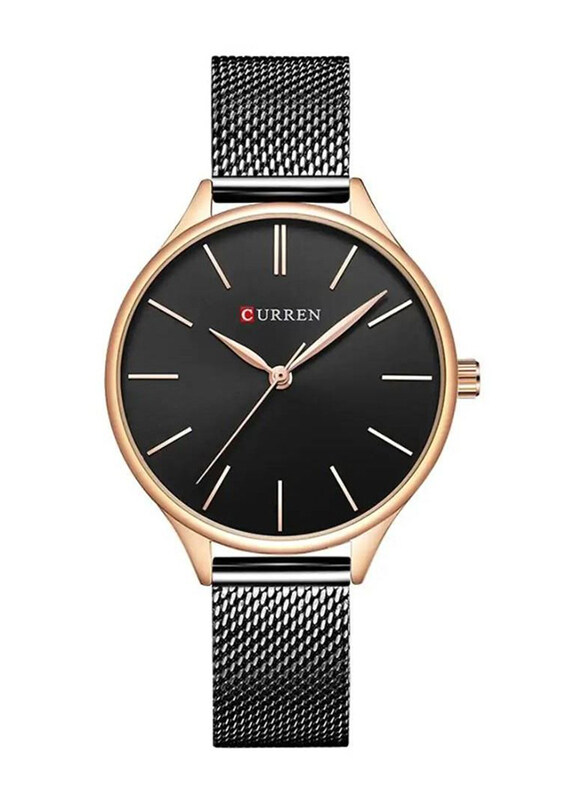 

Curren Simple Elegant Analog Quartz Watch for Women with Stainless Steel Band, Water Resistant, Black