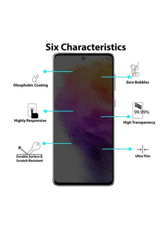 Samsung Galaxy A02s Anti Scratch Bubble Free Privacy Tempered Glass Screen Protector, Black/Clear