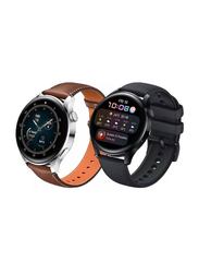 2-Piece Replacement Strap for Huawei Watch GT3 Pro, Black/Brown