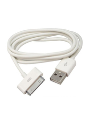 30-Pin USB Data Sync Charging Cable, USB Type A to 30-Pin for Tablets, White