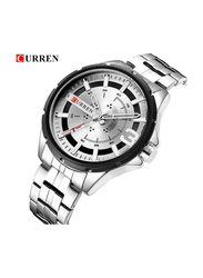 Curren Stylish Analog Watch for Men with Stainless Steel Band, J3939W-KM, Silver