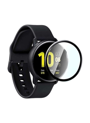 5D Full Curved Tempered Glass Screen Protector for Samsung Watch Active 2 44mm, Clear/Black