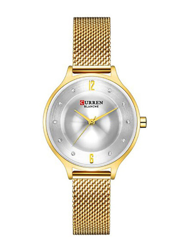 

Curren Analog Watch for Women with Metal Band, 9036, Gold-Silver