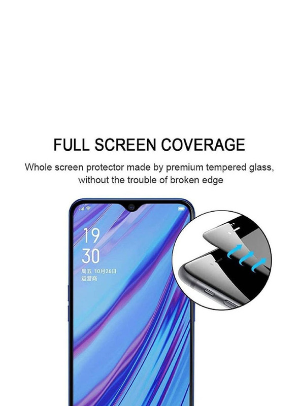 Oppo A9 Hardness Full Coverage Tempered Glass Mobile Phone Screen Protector, Clear/Black