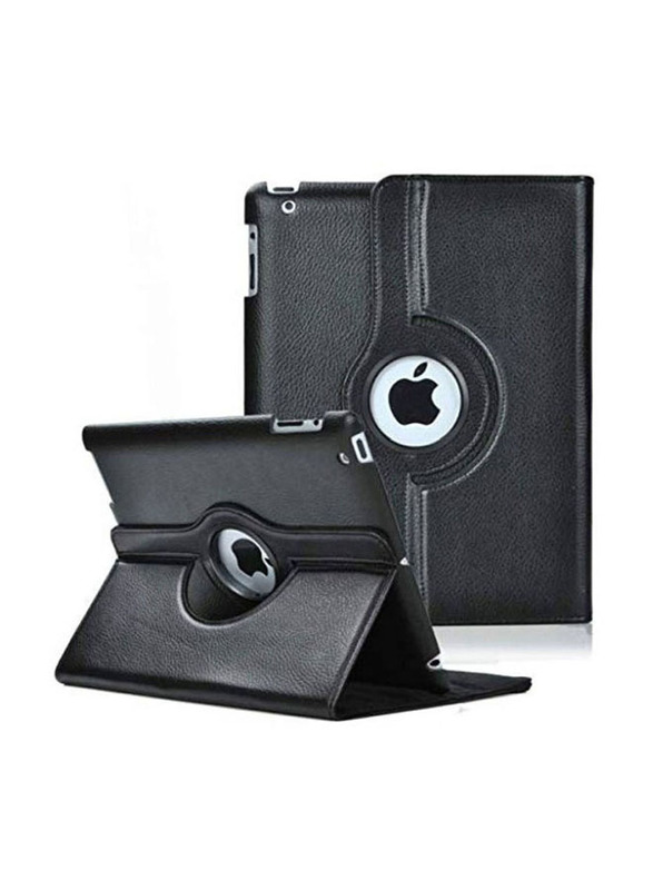 Apple iPad -2-3-4 Gen Leather 360 Degree Rotating Stand Folio Flip Case Cover, Black