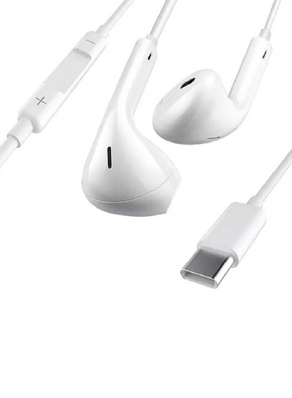 USB Type-C Wired In-Ear Earphones with Mic, White