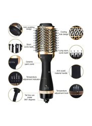 Enzo One-Step Hair Dryer Brush for Styling & Frizz Control Negative Ionic Hot Air Brush, Black/Gold