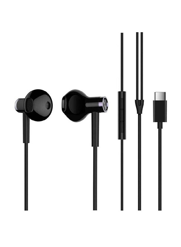 Earphones Type-C Dual Unit Half In-Ear Microphone with Mic, Black