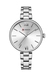 Curren 9017 Analog Quartz Watch for Women with Stainless Steel Band, Water Resistant, Silver