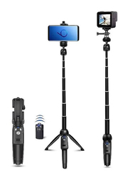 Extendable Selfie Stick Tripod with Wireless Remote Shutter for Apple iPhone 12, 11 Pro, Xs, Max, Xr, X, 8 Plus, 7, Samsung Galaxy S20, S10 Mobile Phones, Black