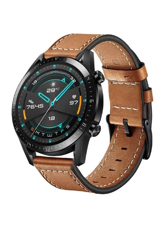 

Generic Genuine Leather Replacement Band For Huawei Watch GT2 Pro/GT2e/GT2 46mm/GT Active/Huawei Watch GT, Brown