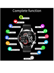 LW 46mm Full Touch Screen Fitness Trackers Smartwatch with Smart Reminder Heart Rate Sleep Monitor, IP67 Waterproof Fitness & Bluetooth Voice Call, Silver