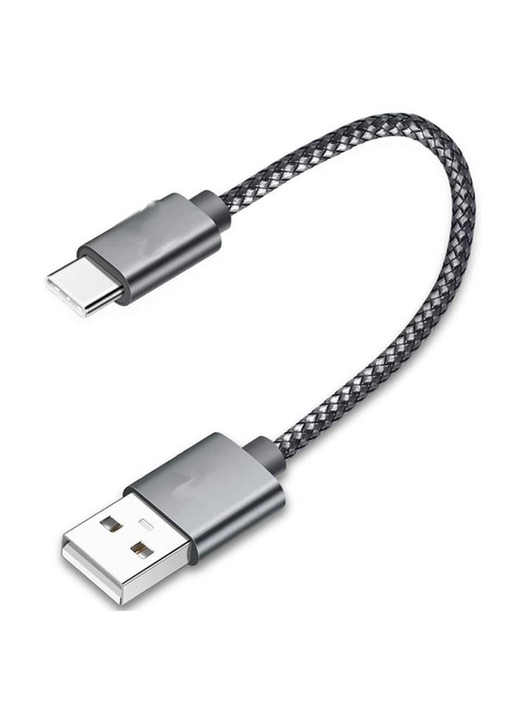 0.25-Meter USB Type-C Cable, Fast Charging Nylon Braided USB Type A to USB Type-C for Smartphones/Tablets, Grey