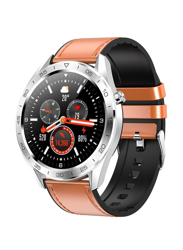 CORN WB02 1.3" Waterproof Sports Smartwatch, PW0140S-2_P, Brown/Silver
