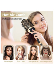 Enzo One-Step Hair Dryer Brush for Styling & Frizz Control Negative Ionic Hot Air Brush, Black/Gold