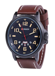 Curren Stylish Analog Watch for Men with Leather Band & Date Display, Water Resistant, 8240, Brown-Black