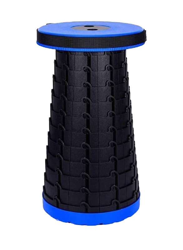 Multifunctional Foldable Portable Telescoping Stool, Black/Blue