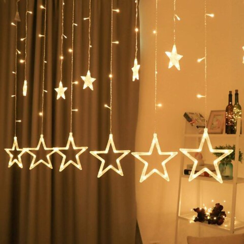 

Generic 12 LED Star Curtain Lights with 8 Lighting Modes, Warm White