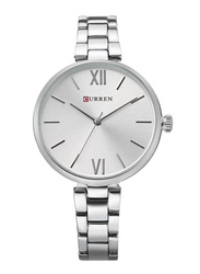 Curren Analog Watch for Women with Stainless Steel Band, Water Resistant, 9017, Silver