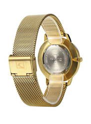 Curren Analog Watch for Women with Stainless Steel Band, Water Resistant, 9024A, Gold-White