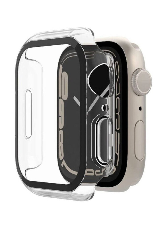 Soft Silicone Bumper Case With Built-In Tempered Glass Screen Protector for Apple Watch 38/40mm, Clear