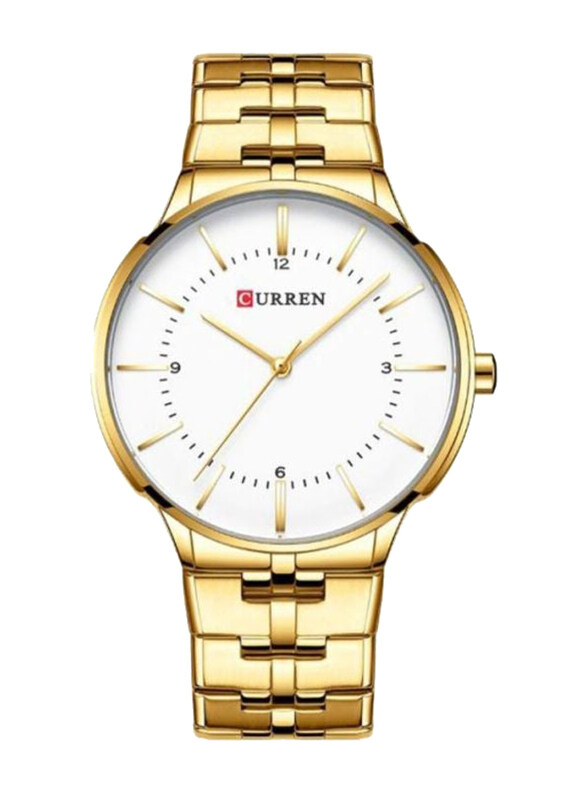 

Curren Analog Watch for Men with Stainless Steel Band, CUR189, Gold-White