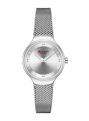 Curren Analog Watch for Women with Stainless Steel Band, Water Resistant, 9028, Silver/Silver