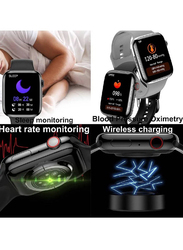 44mm Full Touch Fitness Tracker Smartwatch with Heart Rate Monitor Bluetooth Call Smartwatch for iPhone & Android, Black