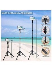 All-in-One Professional Heavy Duty Aluminium Selfie Stick & Tripod Portable with Bluetooth Remote, Black