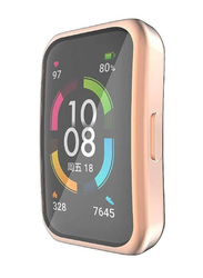 Full Coverage Scratch Proof Bumper Soft TPU Cover for Huawei Band 6/Honor Band 6, 2 Pieces, Black/Rose Gold
