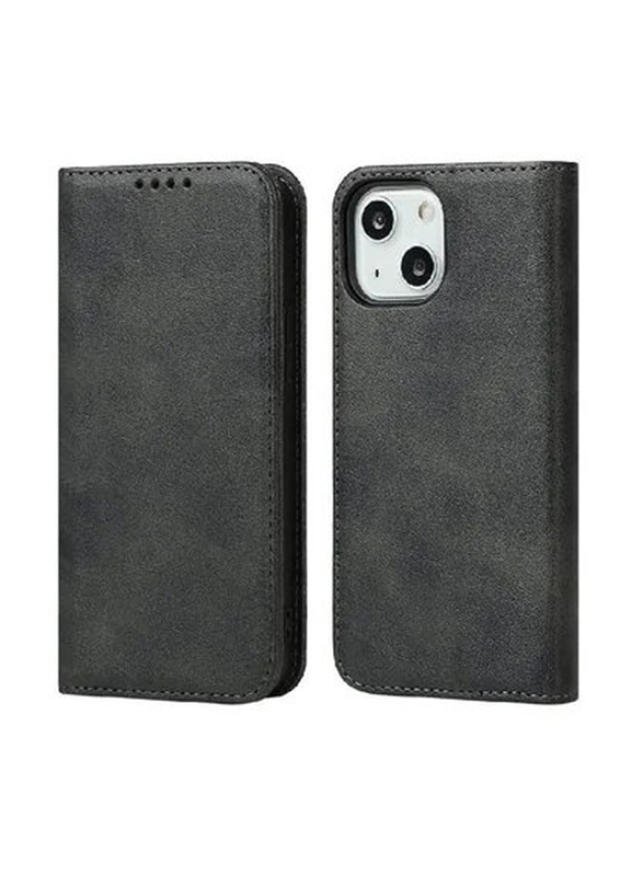 Apple iPhone 13 Leather Wallet Flip Mobile Phone Case Cover, Black