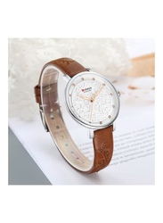 Curren Analog + Digital Unisex Wrist Watch with PU Leather Band, Water Resistant, J4341K-2-KM, Brown-White