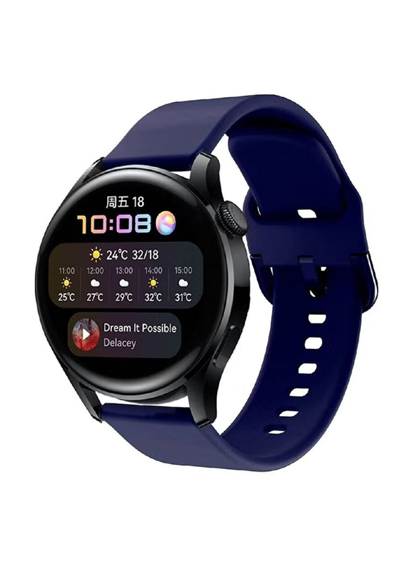 Replacement Soft Silicone Strap for Huawei Watch 3/3 Pro, Dark Blue