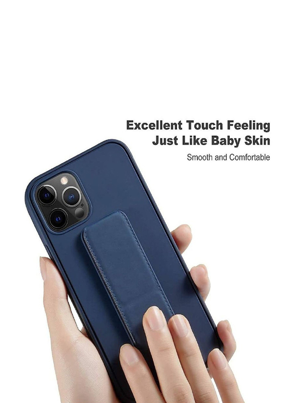 Foldable Silicone Magnetic Finger Strap & Hand Grip Back Case Cover for iPhone 14 Plus, Blue