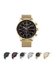Curren Stylish Analog Watch for Men, Chronograph, J1714GB-KM, Gold-Black