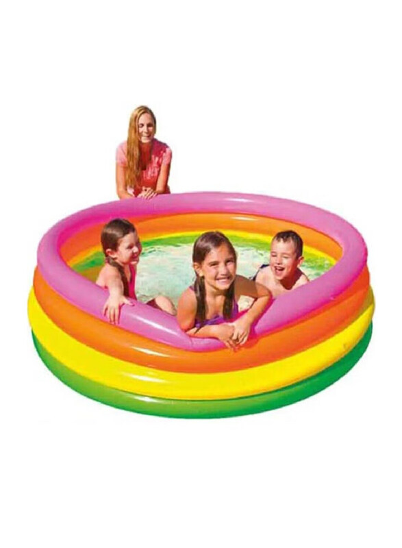 

Intex 4 Ring Portable Inflatable Lightweight Compact Circular Swimming Pool, Multicolour