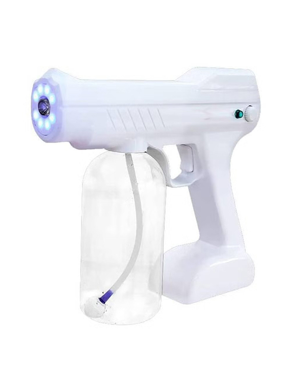 Atomizer Rechargable Portable Wireless Nano Blue Light Disinfectant Spray Gun, White